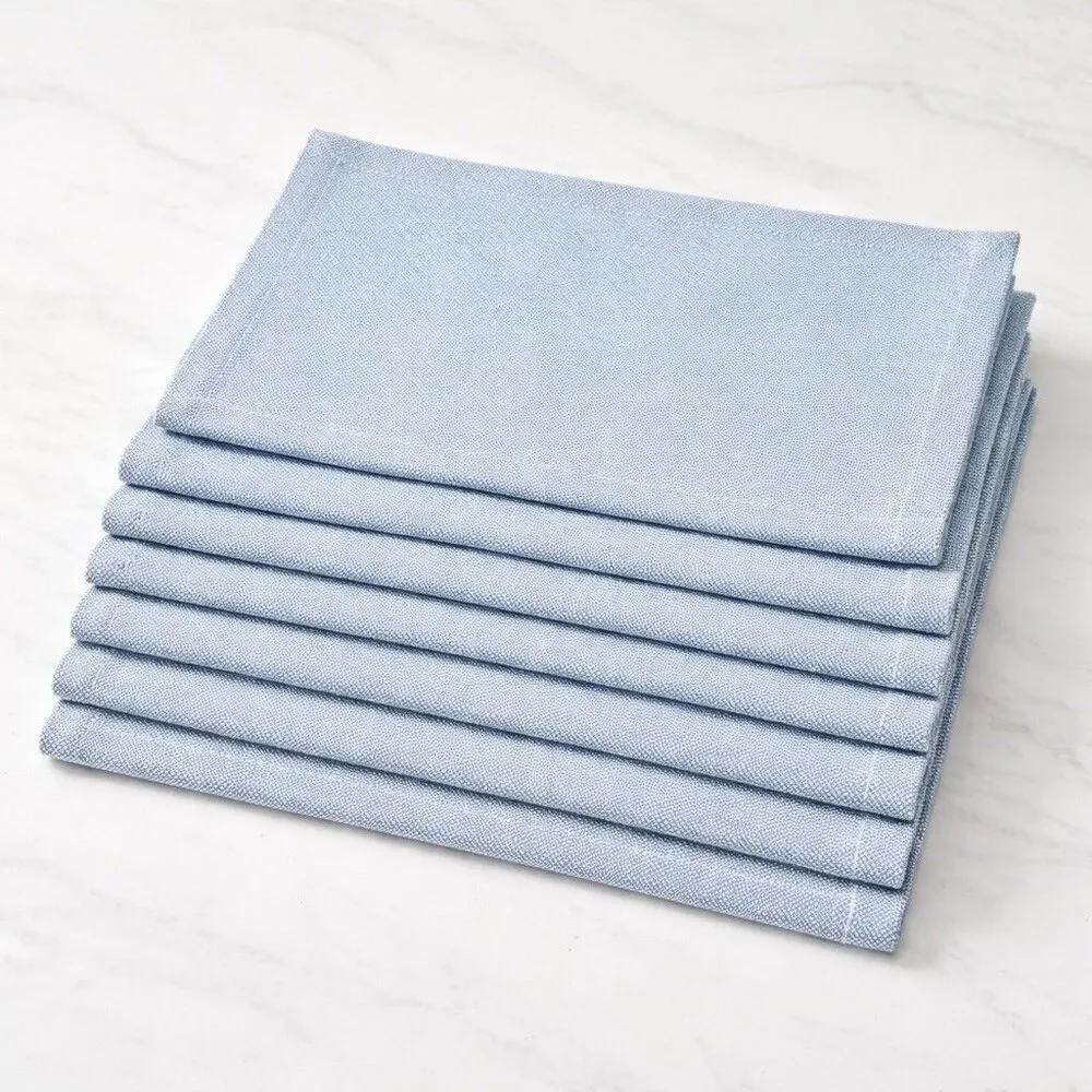 Pier 1 Imports Set Of 7 Placemats Blue 100% Cotton Textured Coastal Farmhouse